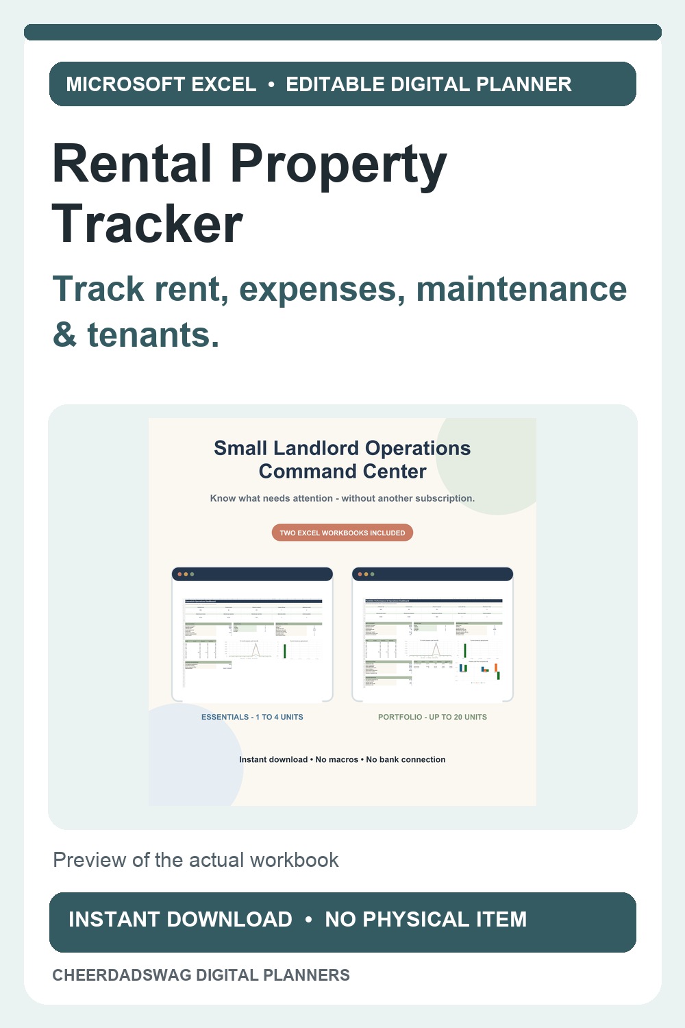 Rental operations digital planner product preview